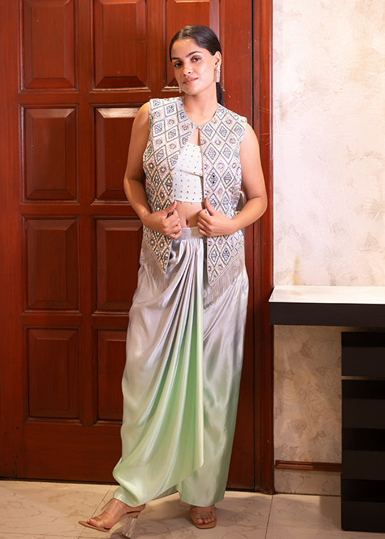 Rehmat Mirror Jacket and Skirt Set