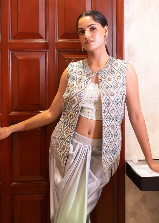 Rehmat Mirror Jacket and Skirt Set