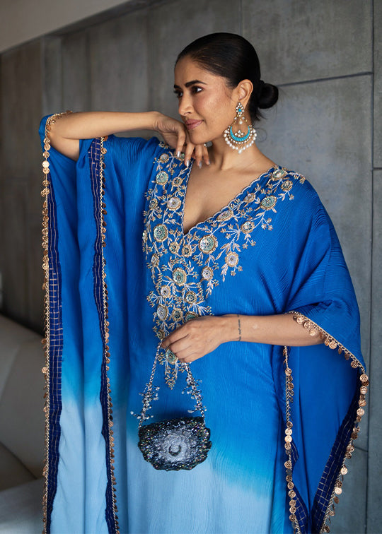 Alisha Pekha in our blue ombré kaftaan