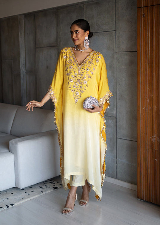 Alisha Pekha in our yellow ombré kaftaan