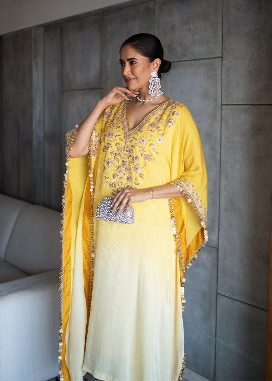 Alisha Pekha in our yellow ombré kaftaan