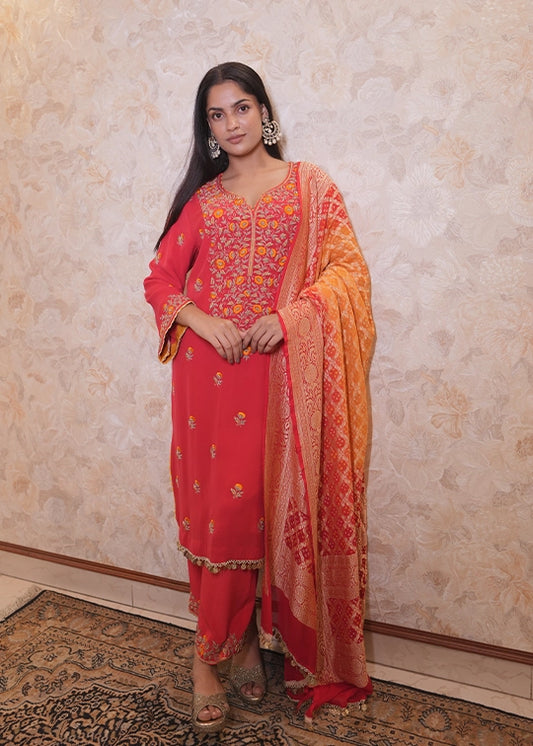 Tarang Kurta Set with Bandhini Dupatta